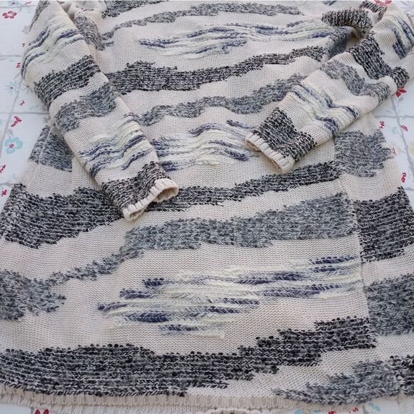 Lucky Brand M WhiteGray Knitted Lngslvs CottonWool Women's SweaterOpenedCardigan - Picture 9 of 10